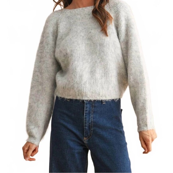 Miou Muse  Twist-Back Sweater in Soft Gray - Picture 2 of 10